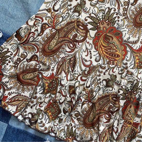vintage jkla paisley print skirt orange earth tones size M - Picture 2 of 7